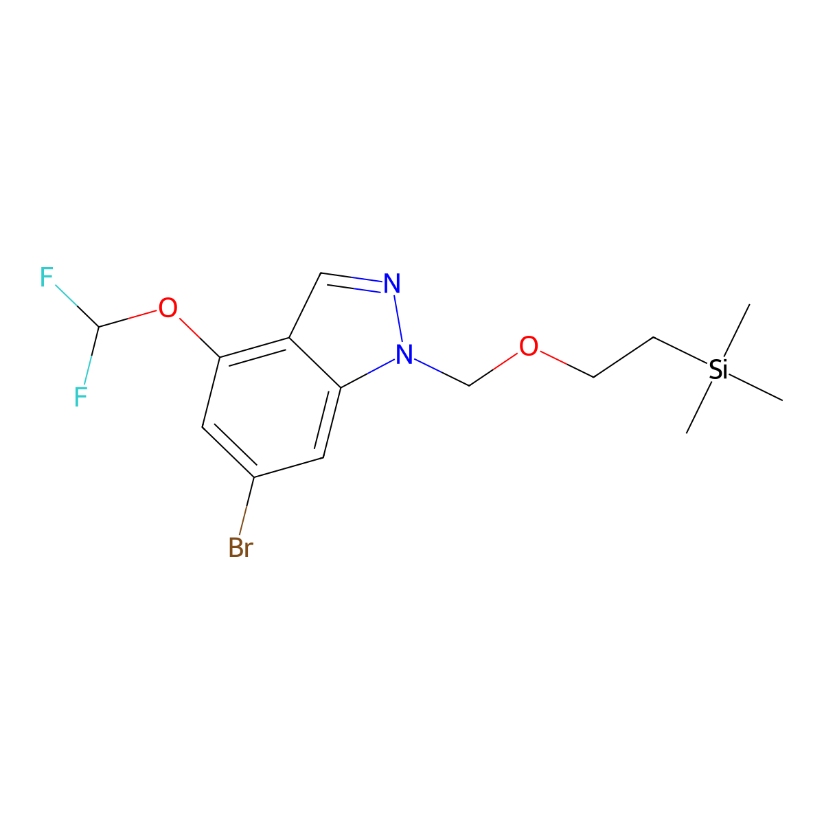 6-Bromo-4-(difluoromethoxy)-1-((2-(trimethylsilyl)ethoxy)methyl)-1H-indazole molecular structure, CAS 2139294-78-1