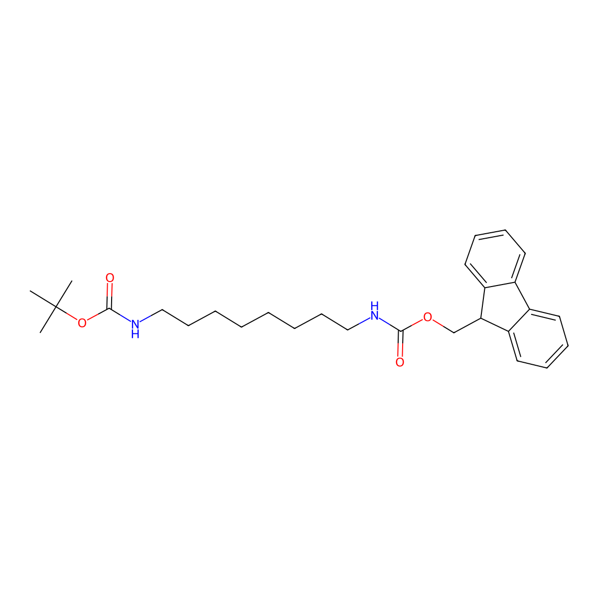 tert-butyl N-(8-{[(9H-fluoren-9-ylmethoxy)carbonyl]amino}octyl)carbamate molecular structure, CAS 2139356-29-7