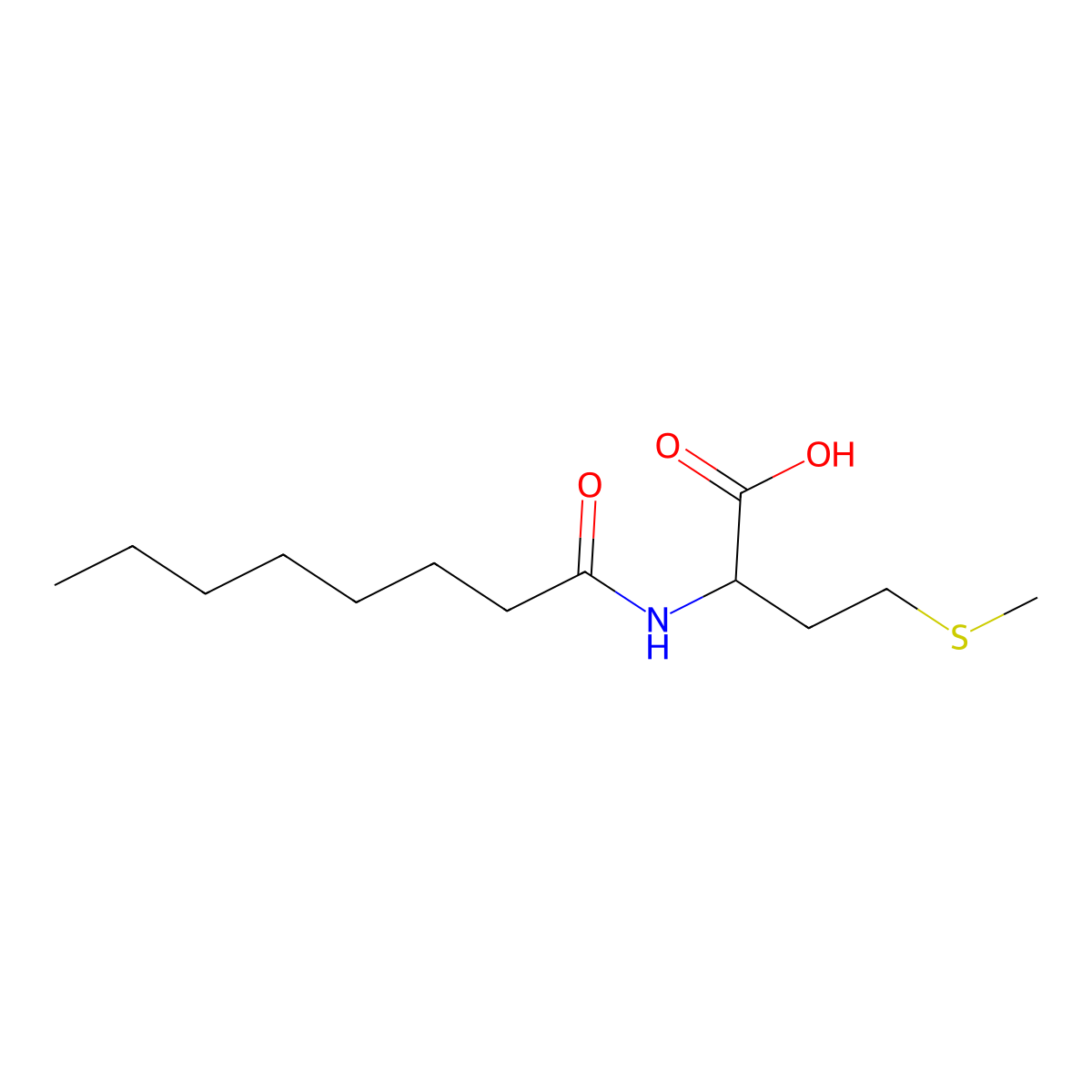 N-(1-oxooctyl)-DL-methionine molecular structure, CAS 21394-50-3