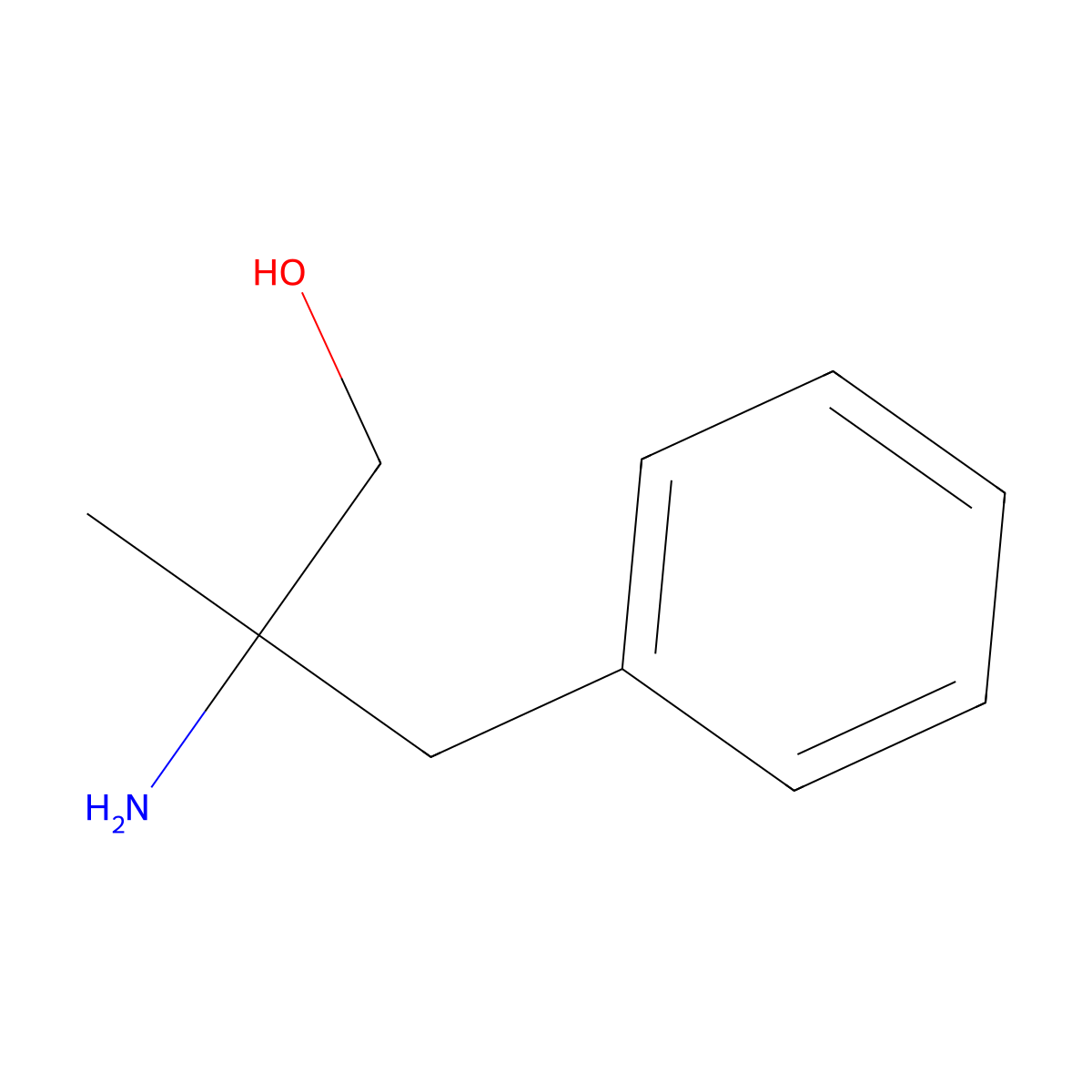 2-Amino-2-methyl-3-phenylpropan-1-ol molecular structure, CAS 21394-84-3