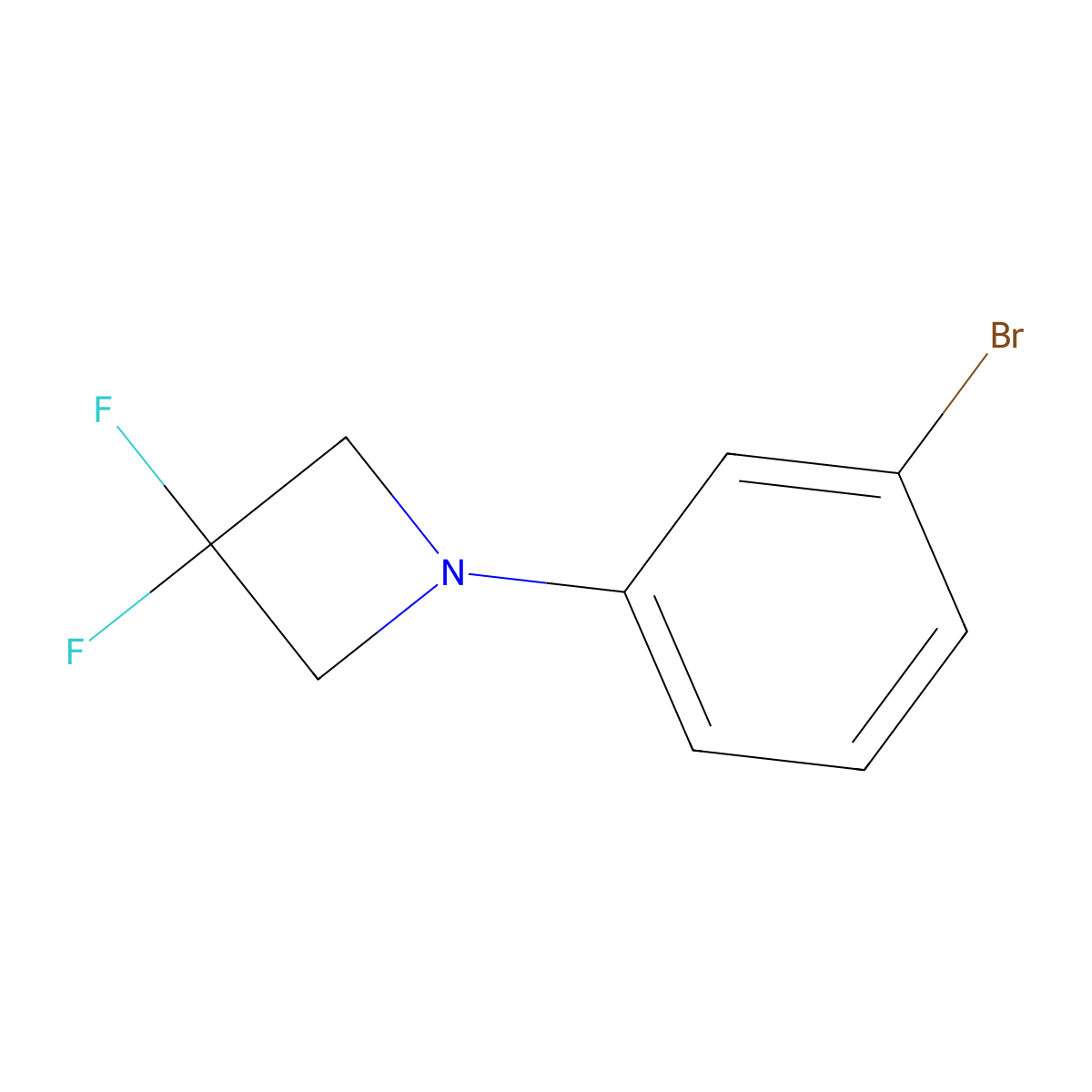 1-(3-Bromophenyl)-3,3-difluoroazetidine molecular structure, CAS 2139400-46-5