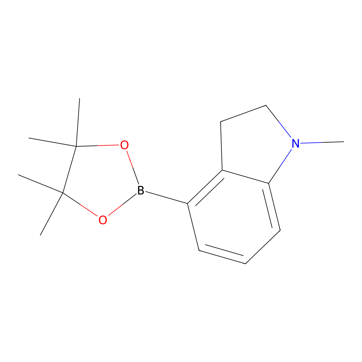 1-Methyl-4-(4,4,5,5-tetramethyl-1,3,2-dioxaborolan-2-yl)indoline molecular structure, CAS 2139400-53-4