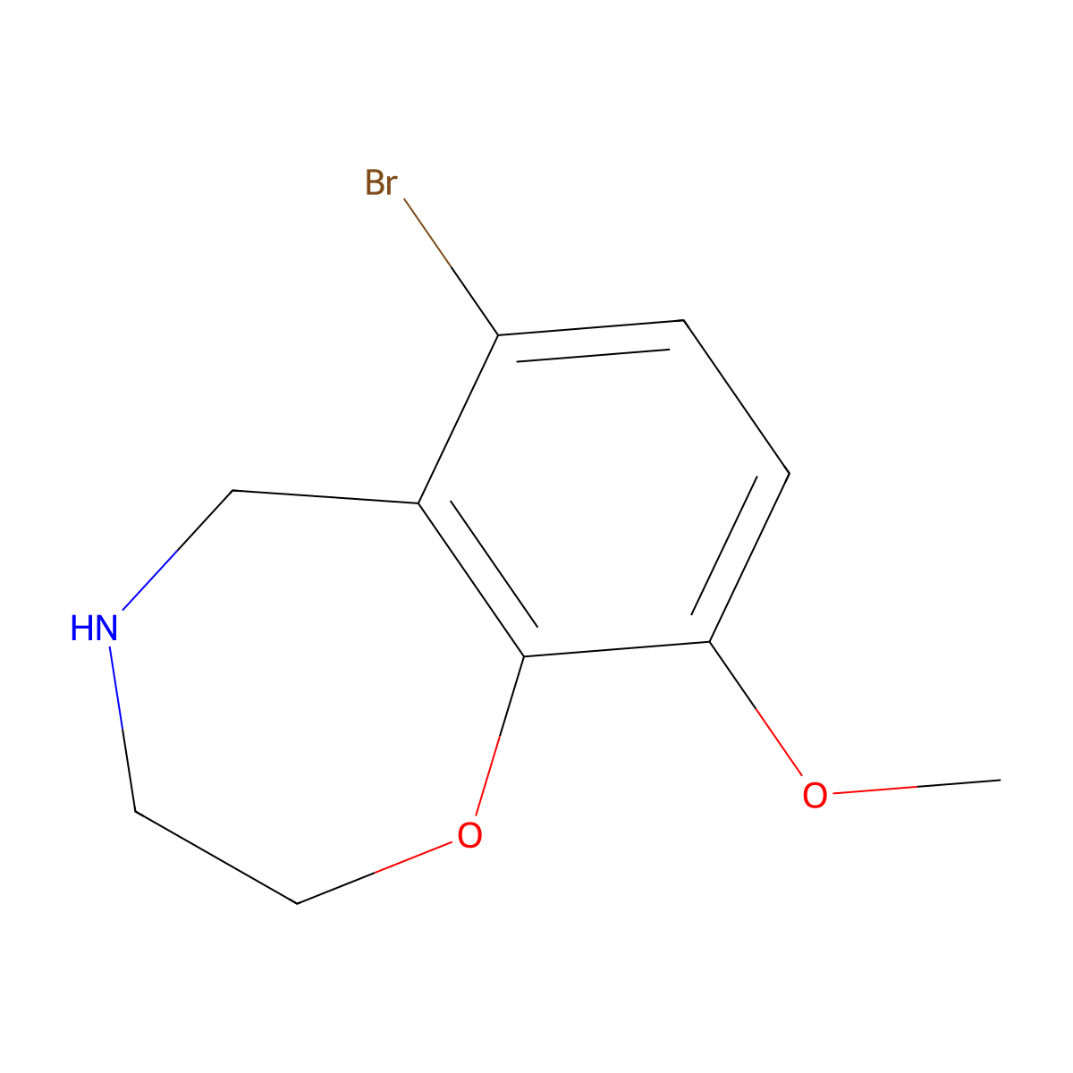 6-Bromo-9-methoxy-2,3,4,5-tetrahydro-1,4-benzoxazepine molecular structure, CAS 2139437-33-3