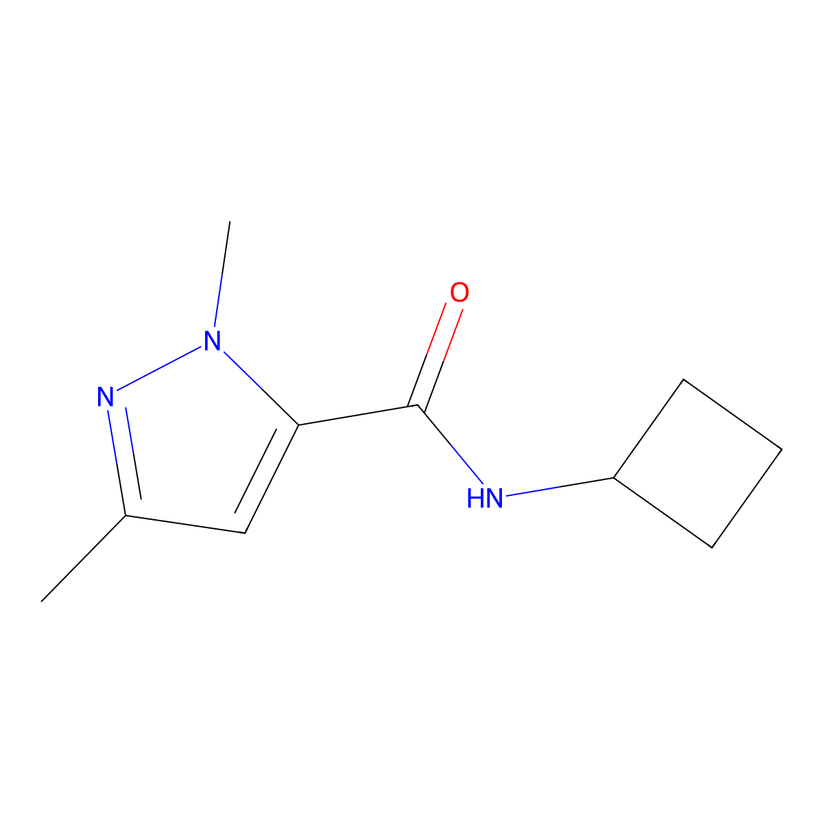 N-cyclobutyl-1,3-dimethyl-1H-pyrazole-5-carboxamide molecular structure, CAS 2139537-16-7