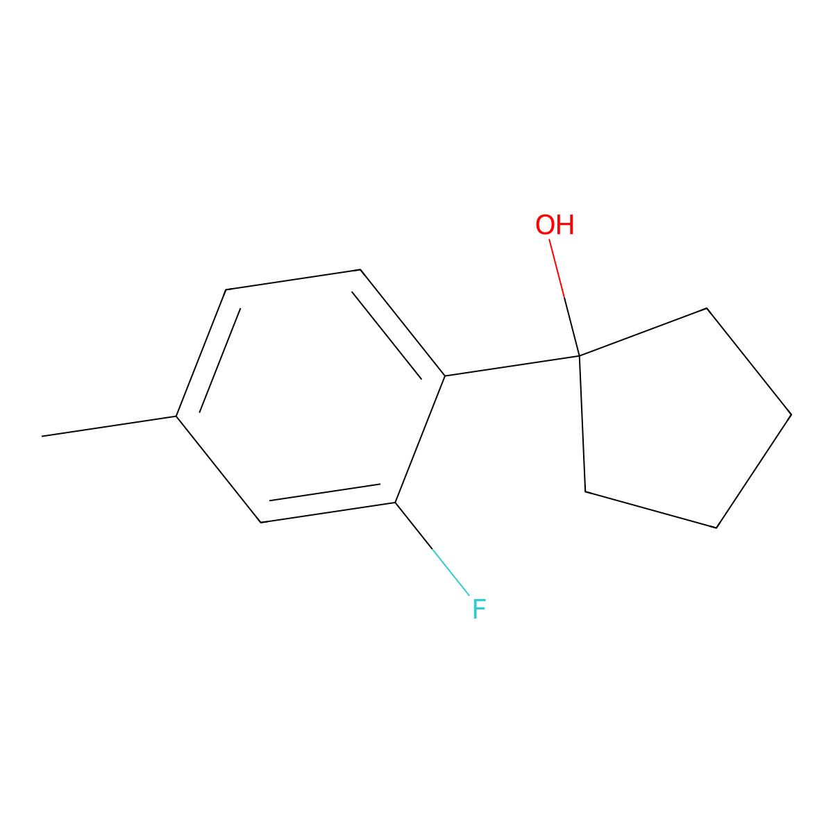 1-(2-Fluoro-4-methylphenyl)cyclopentanol molecular structure, CAS 2139546-11-3