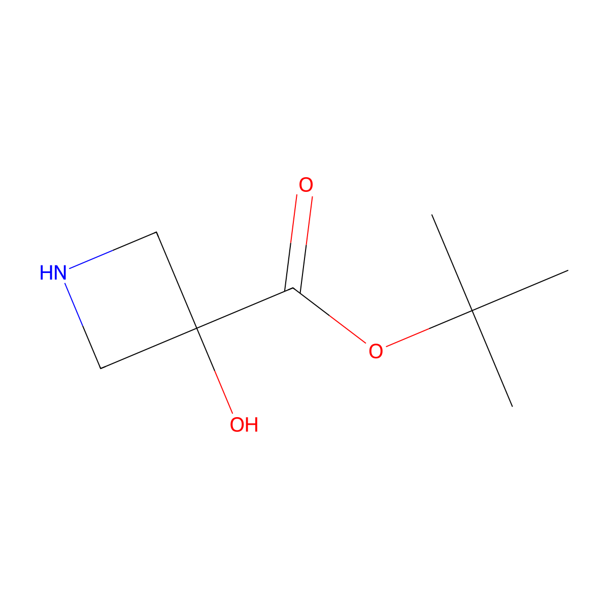 tert-Butyl 3-hydroxyazetidine-3-carboxylate molecular structure, CAS 2139599-39-4