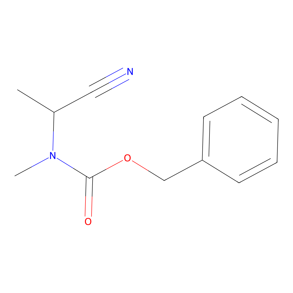 benzyl N-(1-cyanoethyl)-N-methylcarbamate molecular structure, CAS 2139607-05-7