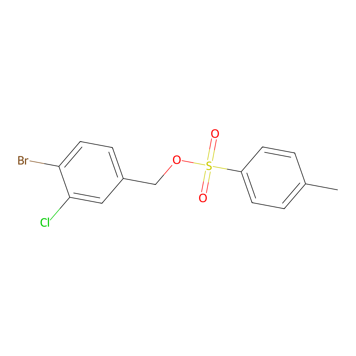 (4-Bromo-3-chlorophenyl)methyl 4-methylbenzene-1-sulfonate molecular structure, CAS 2139662-88-5