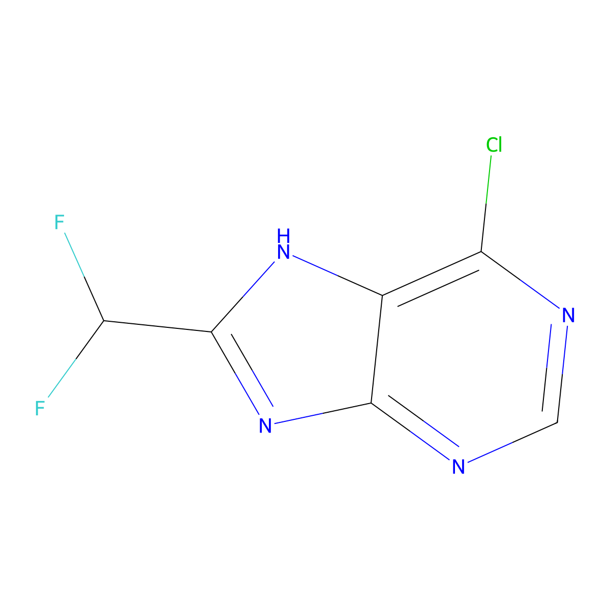 6-Chloro-8-(difluoromethyl)-7H-purine molecular structure, CAS 2139677-45-3