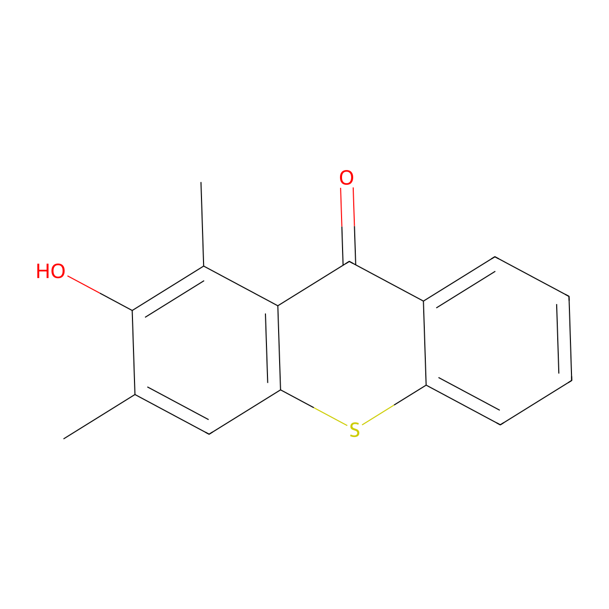 2-hydroxy-1,3-dimethyl-9H-thioxanthen-9-one molecular structure, CAS 213969-43-8
