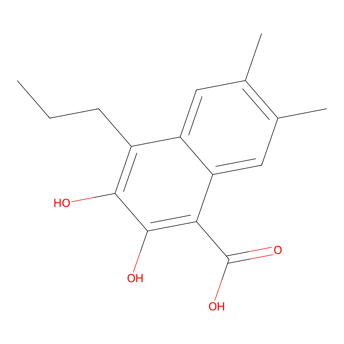 2,3-Dihydroxy-6,7-dimethyl-4-propyl-1-naphthoic acid molecular structure, CAS 213971-33-6