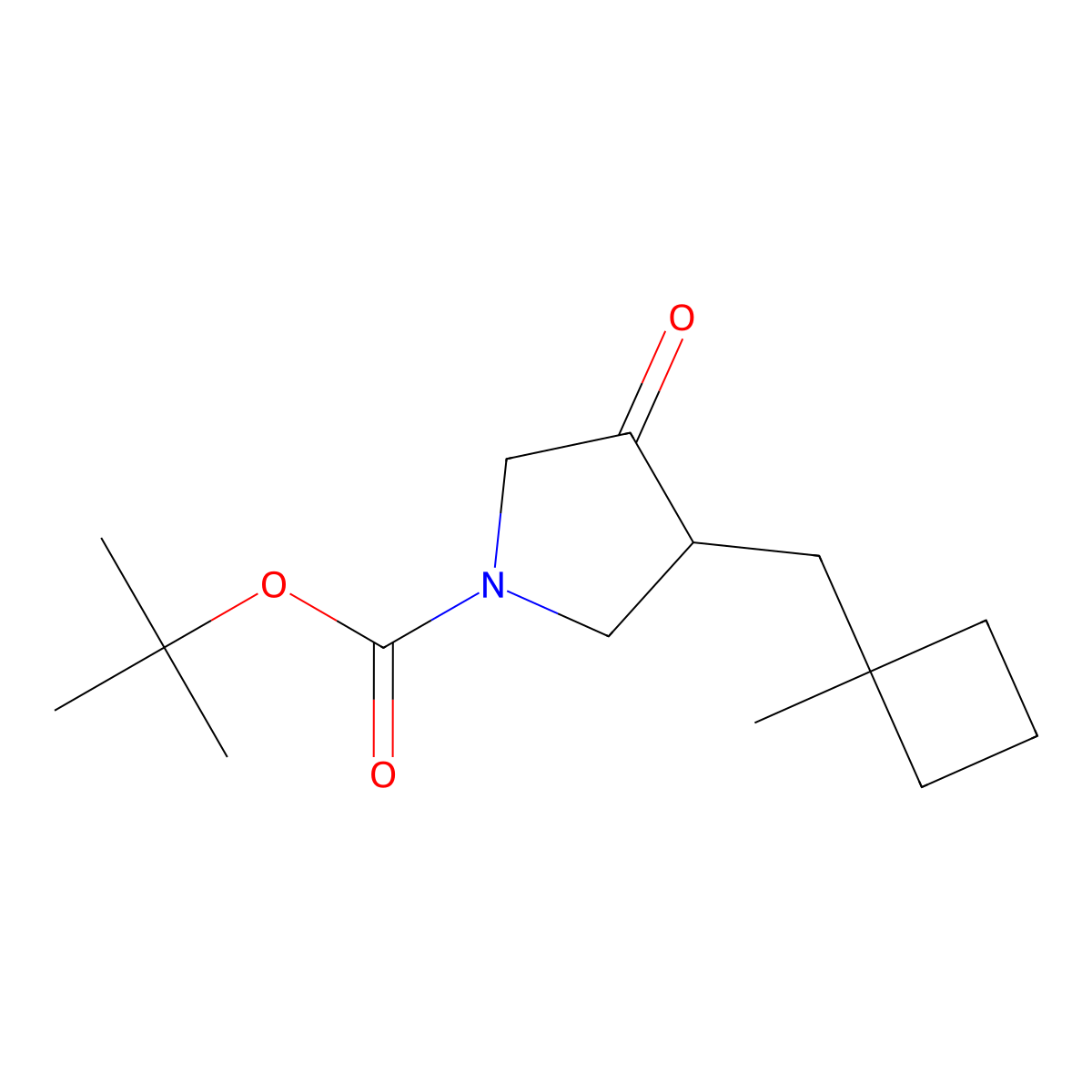 Tert-butyl 3-[(1-methylcyclobutyl)methyl]-4-oxopyrrolidine-1-carboxylate molecular structure, CAS 2139796-99-7