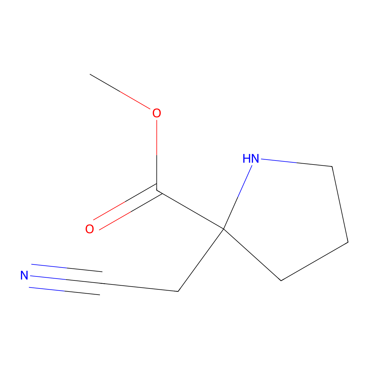Methyl 2-(cyanomethyl)pyrrolidine-2-carboxylate molecular structure, CAS 2139803-57-7