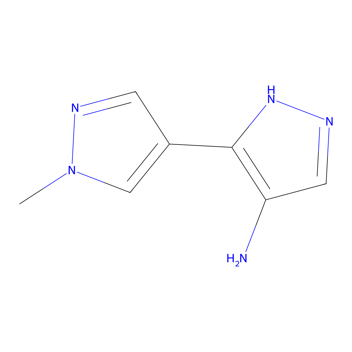 5-(1-methyl-1H-pyrazol-4-yl)-1H-pyrazol-4-amine molecular structure, CAS 2139817-05-1