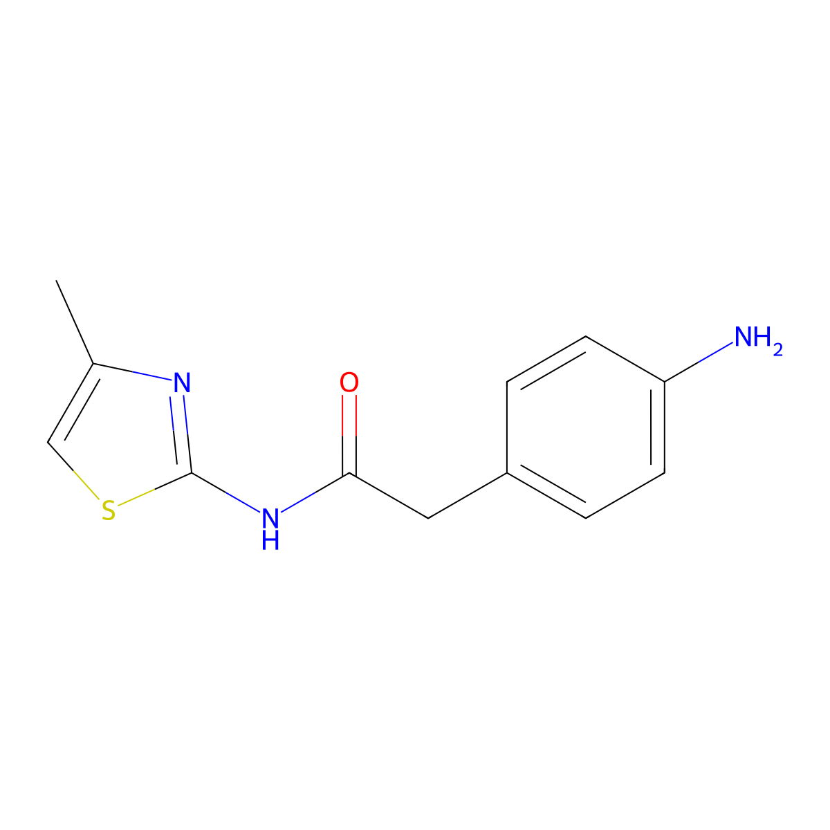 2-(4-aminophenyl)-N-(4-methyl-1,3-thiazol-2-yl)acetamide molecular structure, CAS 213985-98-9