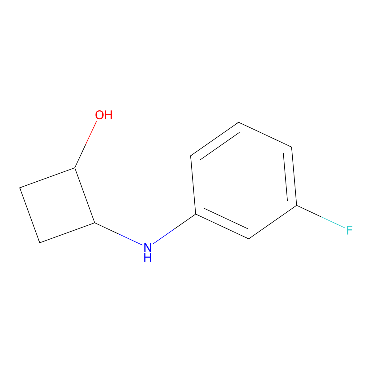 2-[(3-Fluorophenyl)amino]cyclobutan-1-ol molecular structure, CAS 2139853-56-6