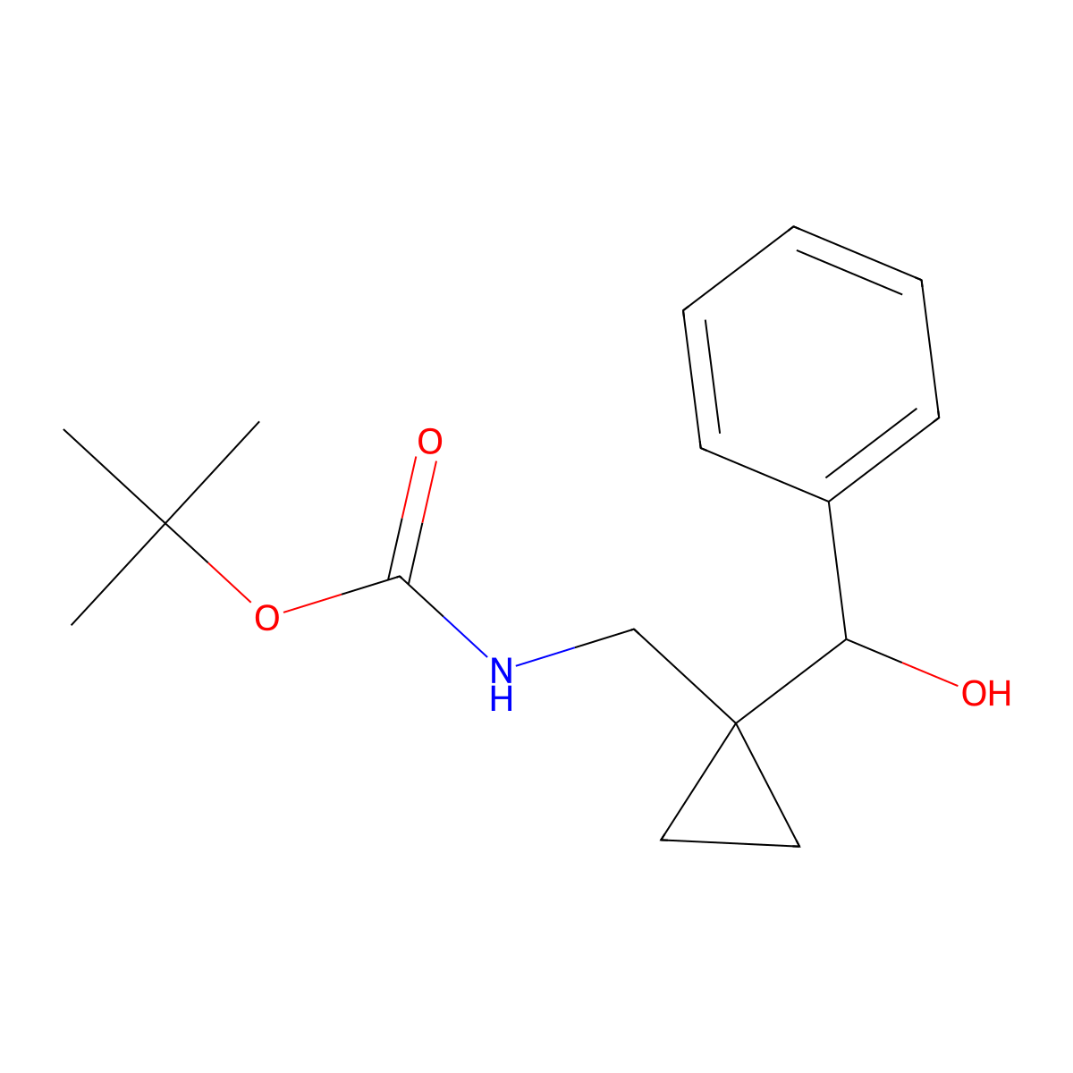 tert-butyl N-({1-[hydroxy(phenyl)methyl]cyclopropyl}methyl)carbamate molecular structure, CAS 2139859-25-7