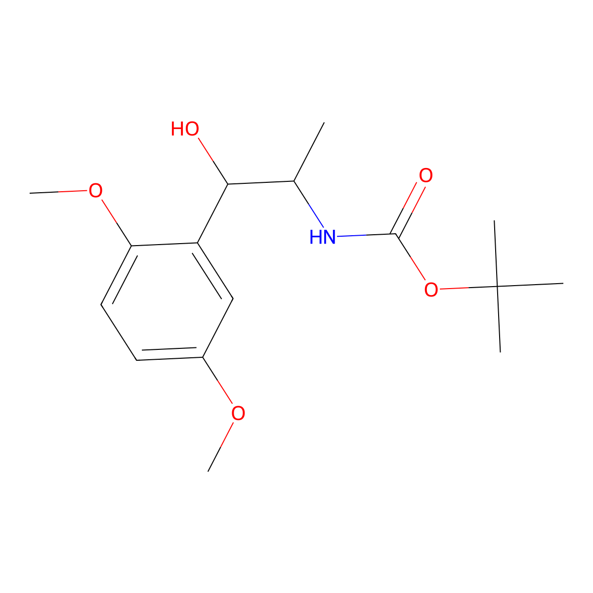 tert-butyl N-[1-(2,5-dimethoxyphenyl)-1-hydroxypropan-2-yl]carbamate molecular structure, CAS 2139865-80-6