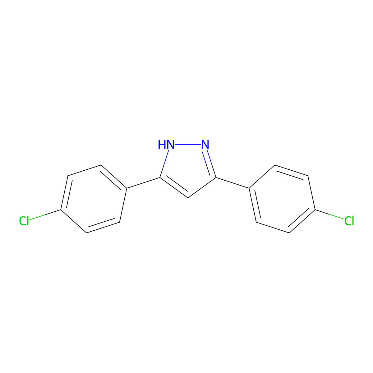 3,5-bis(4-chlorophenyl)-1H-pyrazole molecular structure, CAS 21399-29-1