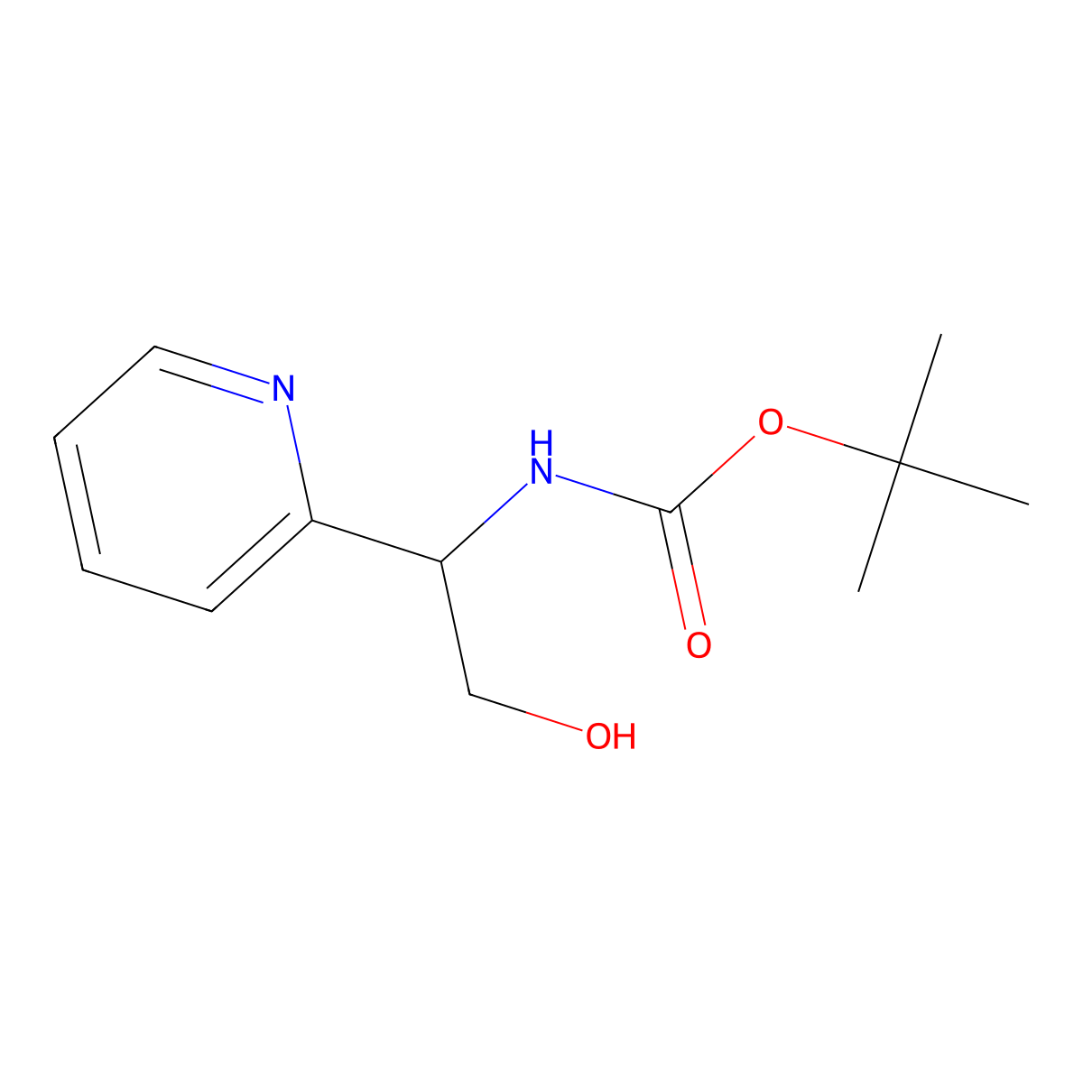 Tert-butyl (2-hydroxy-1-(pyridin-2-YL)ethyl)carbamate molecular structure, CAS 213990-60-4