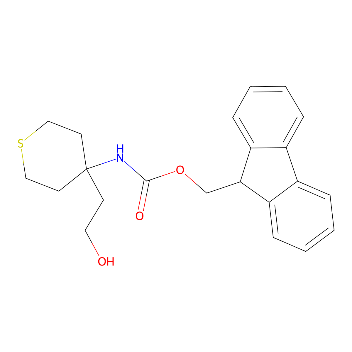 (9H-fluoren-9-yl)methyl N-[4-(2-hydroxyethyl)thian-4-yl]carbamate molecular structure, CAS 2139901-90-7