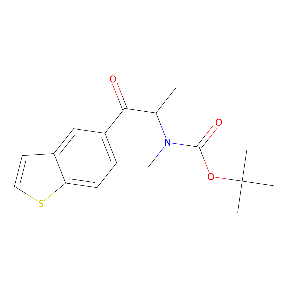 tert-butyl N-[1-(1-benzothiophen-5-yl)-1-oxopropan-2-yl]-N-methylcarbamate molecular structure, CAS 2139915-09-4