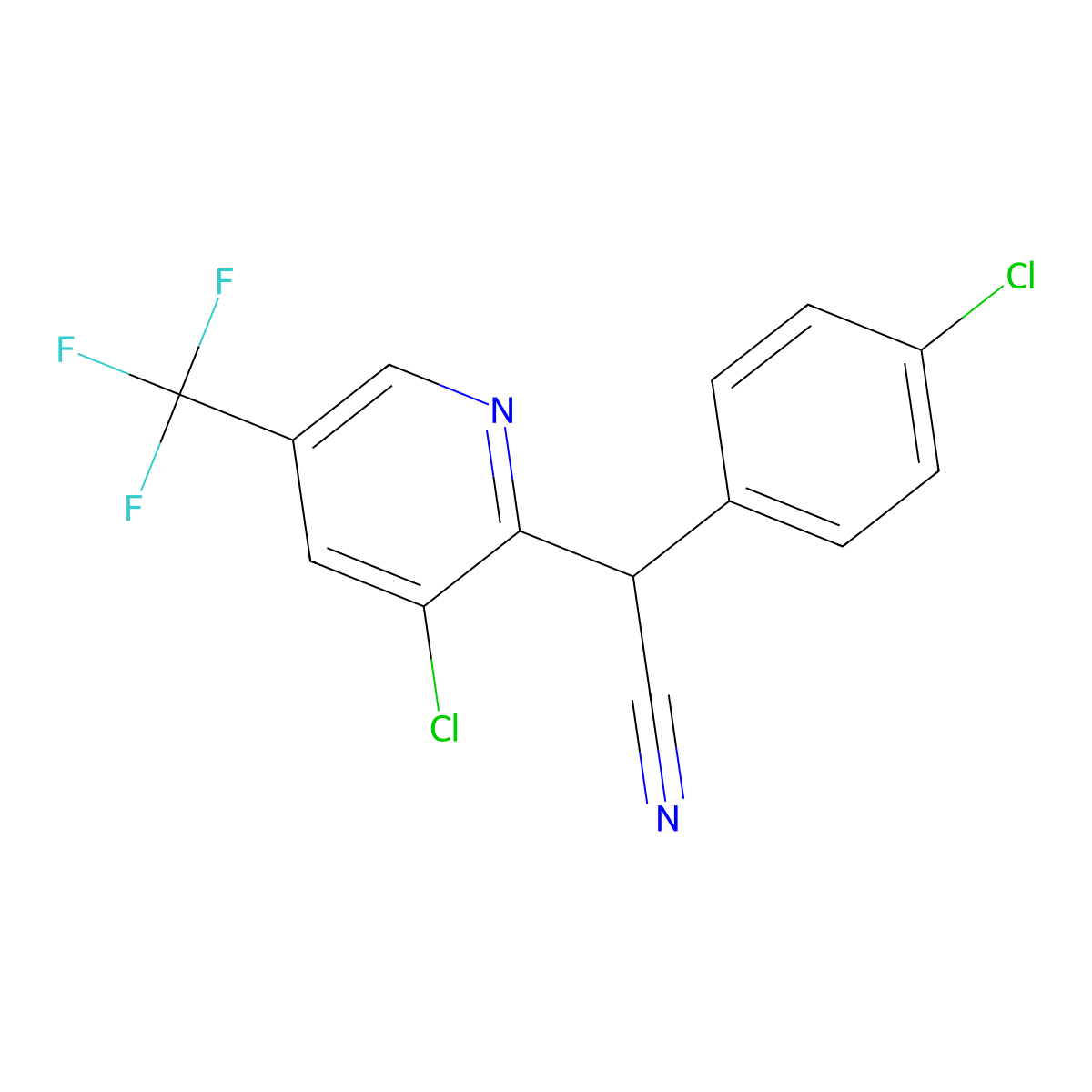 2-(4-Chlorophenyl)-2-[3-chloro-5-(trifluoromethyl)-2-pyridinyl]acetonitrile molecular structure, CAS 213993-80-7