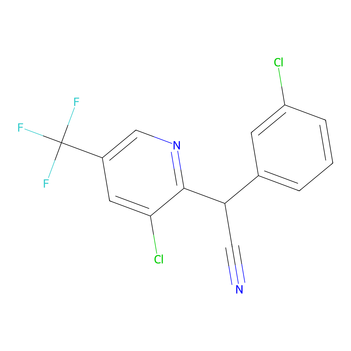 2-(3-Chlorophenyl)-2-[3-chloro-5-(trifluoromethyl)-2-pyridinyl]acetonitrile molecular structure, CAS 213994-13-9