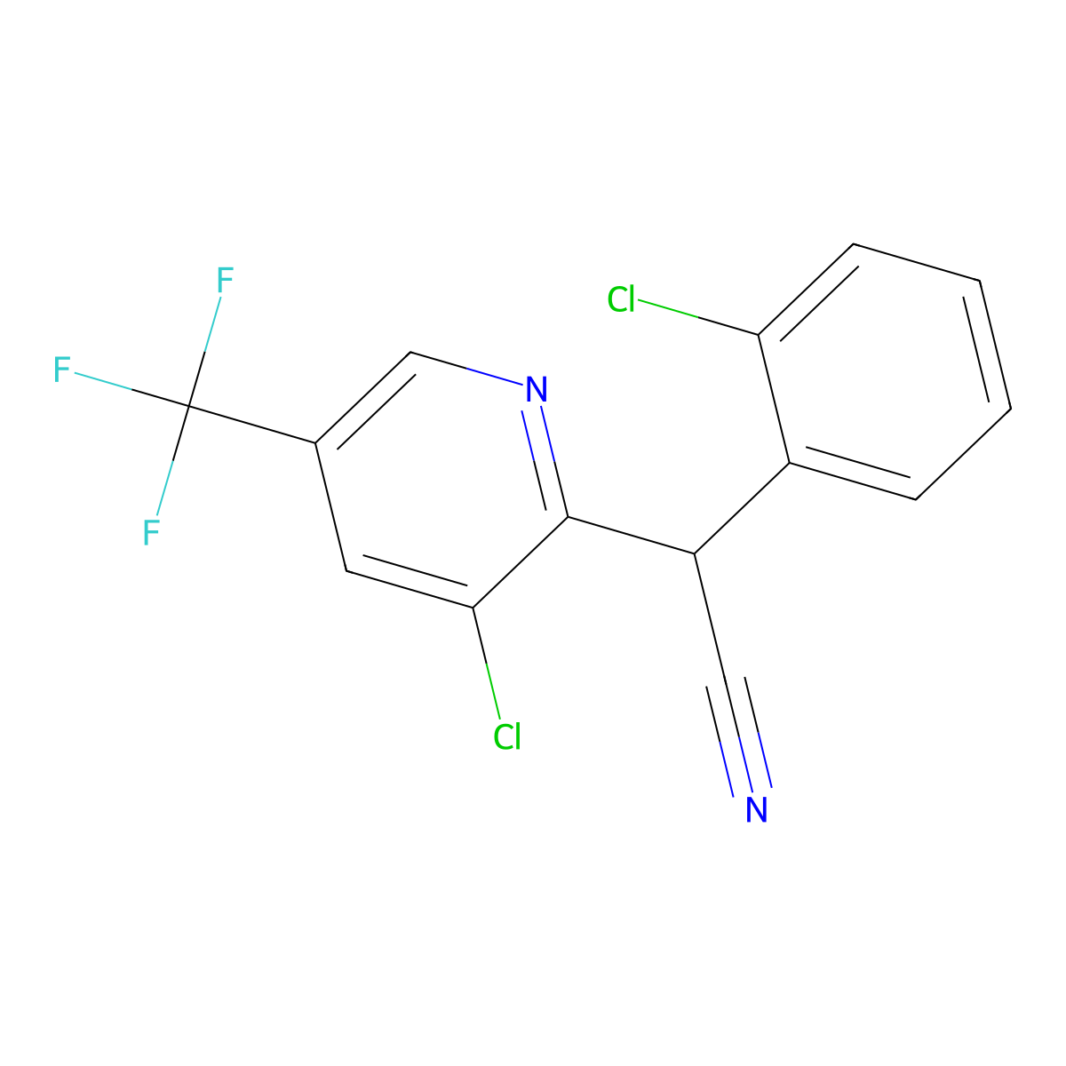 2-[3-Chloro-5-(trifluoromethyl)pyridin-2-yl]-2-(2-chlorophenyl)acetonitrile molecular structure, CAS 213994-15-1