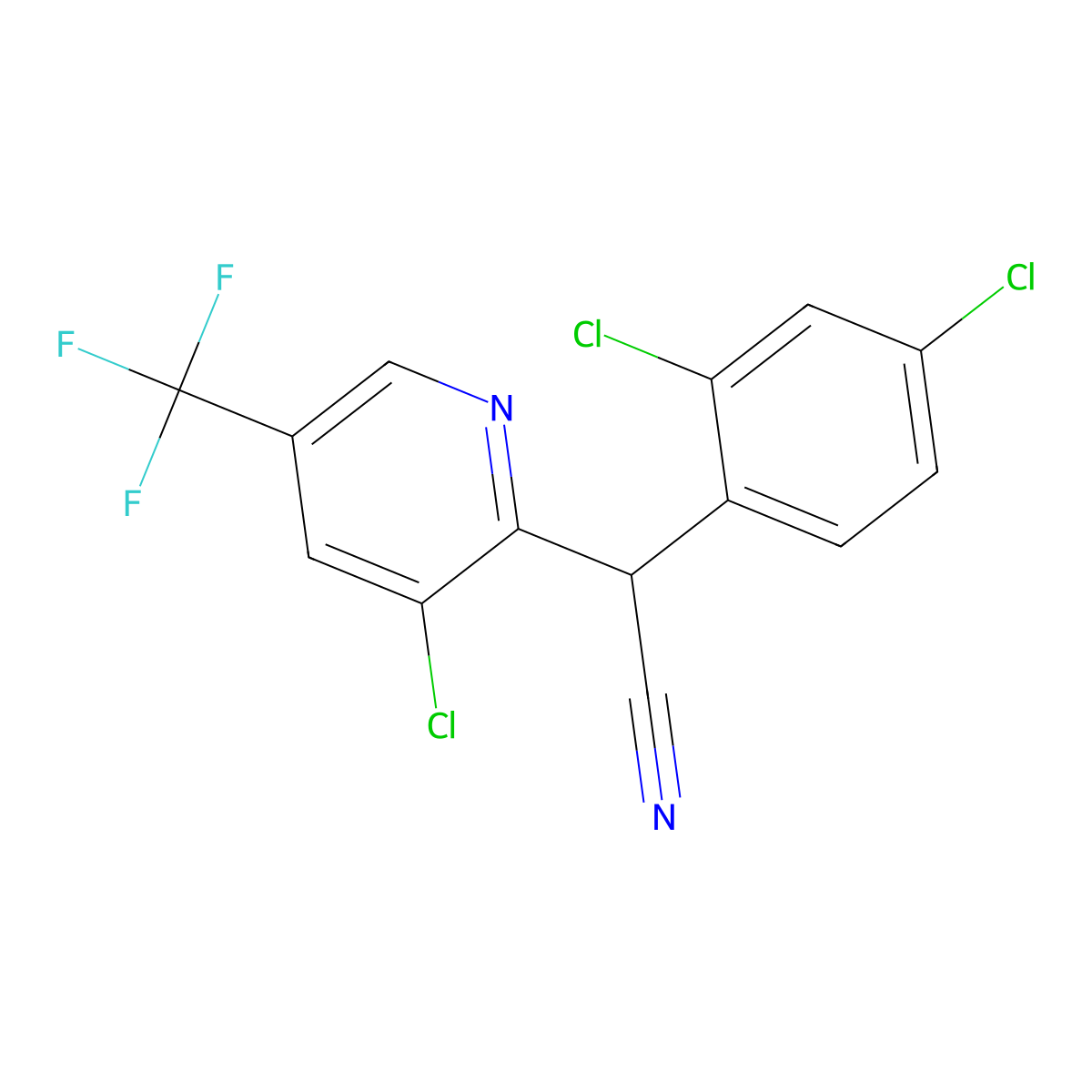 2-[3-Chloro-5-(trifluoromethyl)-2-pyridinyl]-2-(2,4-dichlorophenyl)acetonitrile molecular structure, CAS 213994-21-9