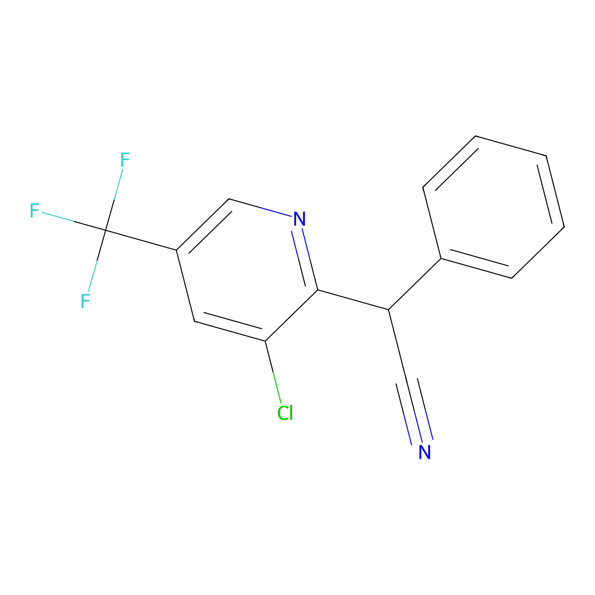 2-[3-Chloro-5-(trifluoromethyl)-2-pyridinyl]-2-phenylacetonitrile molecular structure, CAS 213994-27-5
