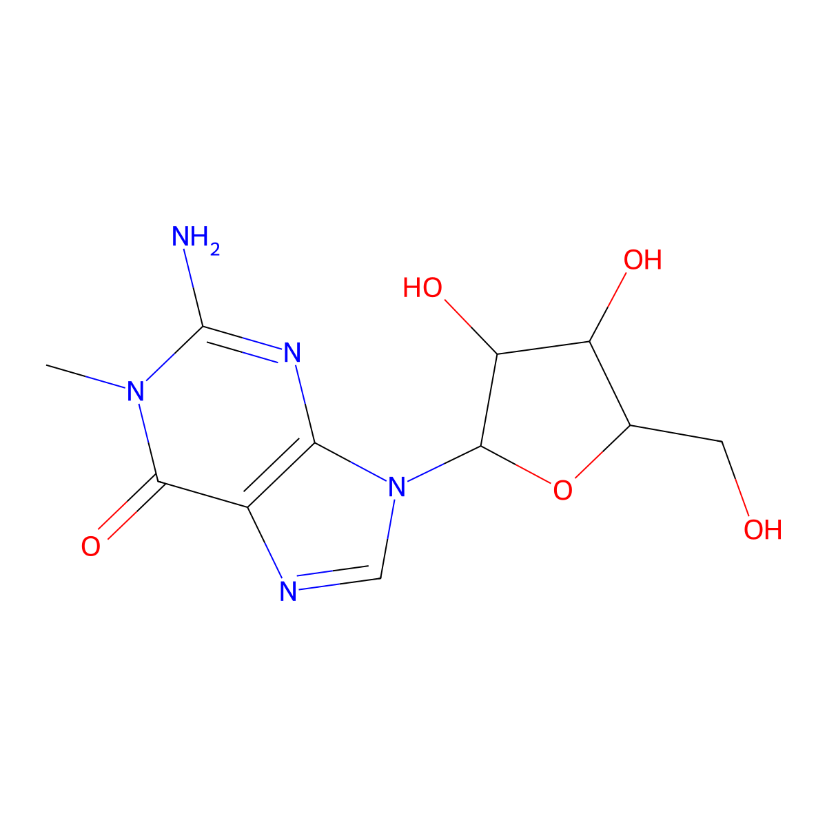 1-Methylguanosine molecular structure, CAS 2140-65-0