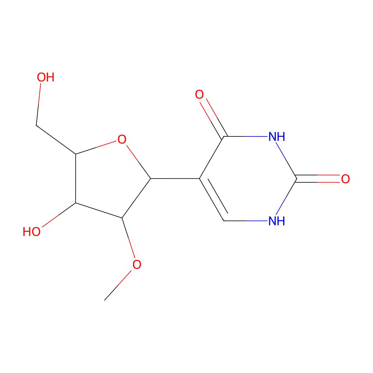 5-[4-hydroxy-5-(hydroxymethyl)-3-methoxyoxolan-2-yl]-1H-pyrimidine-2,4-dione molecular structure, CAS 2140-68-3