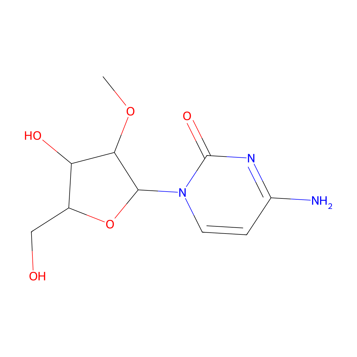 2'-O-Methylcytidine molecular structure, CAS 2140-72-9