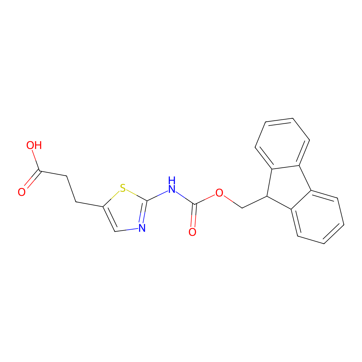 3-[2-({[(9H-fluoren-9-yl)methoxy]carbonyl}amino)-1,3-thiazol-5-yl]propanoic acid molecular structure, CAS 2140109-68-6