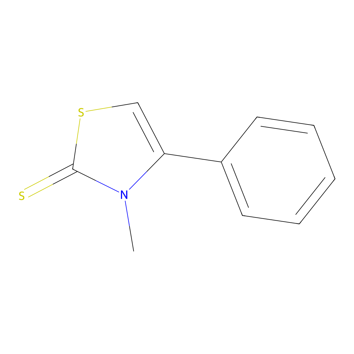 3-Methyl-4-phenyl-1,3-thiazole-2(3H)-thione molecular structure, CAS 21402-19-7