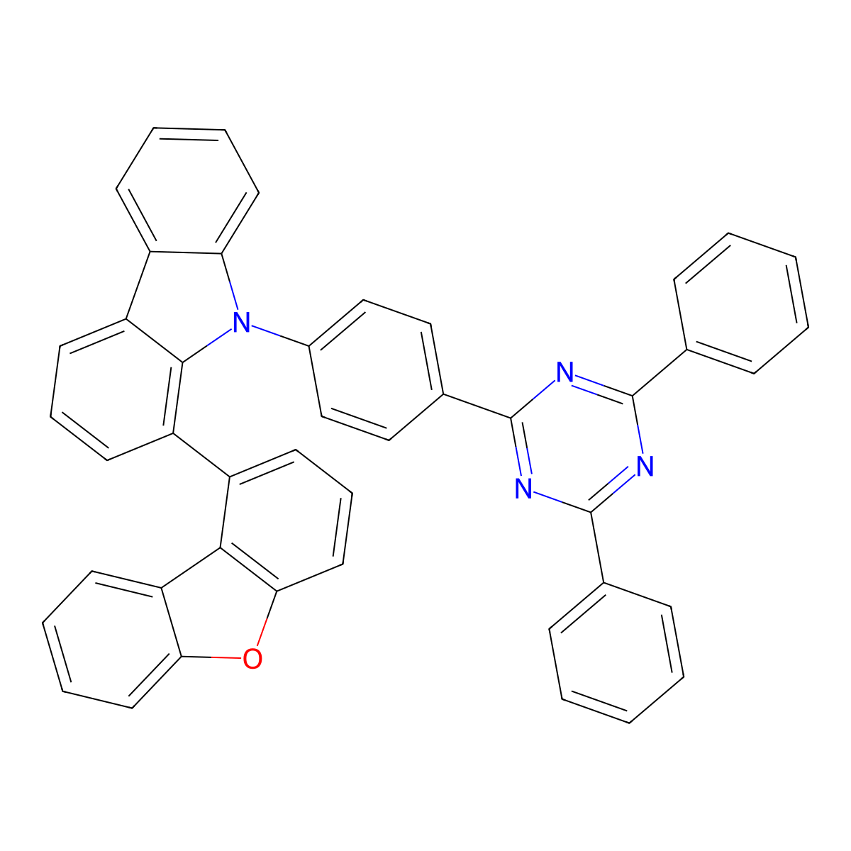 1-(1-Dibenzofuranyl)-9-[4-(4,6-diphenyl-1,3,5-triazin-2-YL)phenyl]-9H-carbazole molecular structure, CAS 2140200-98-0