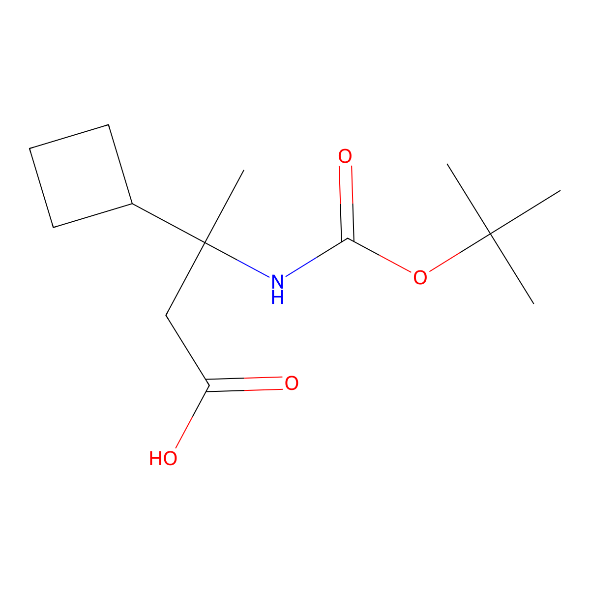 3-{[(Tert-butoxy)carbonyl]amino}-3-cyclobutylbutanoic acid molecular structure, CAS 2140259-92-1