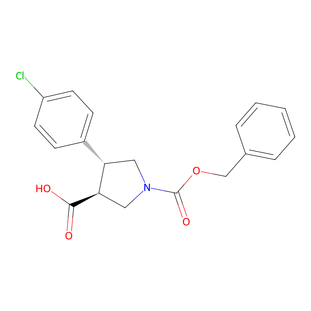trans-1-[(Benzyloxy)carbonyl]-4-(4-chlorophenyl)pyrrolidine-3-carboxylic acid molecular structure, CAS 2140264-20-4