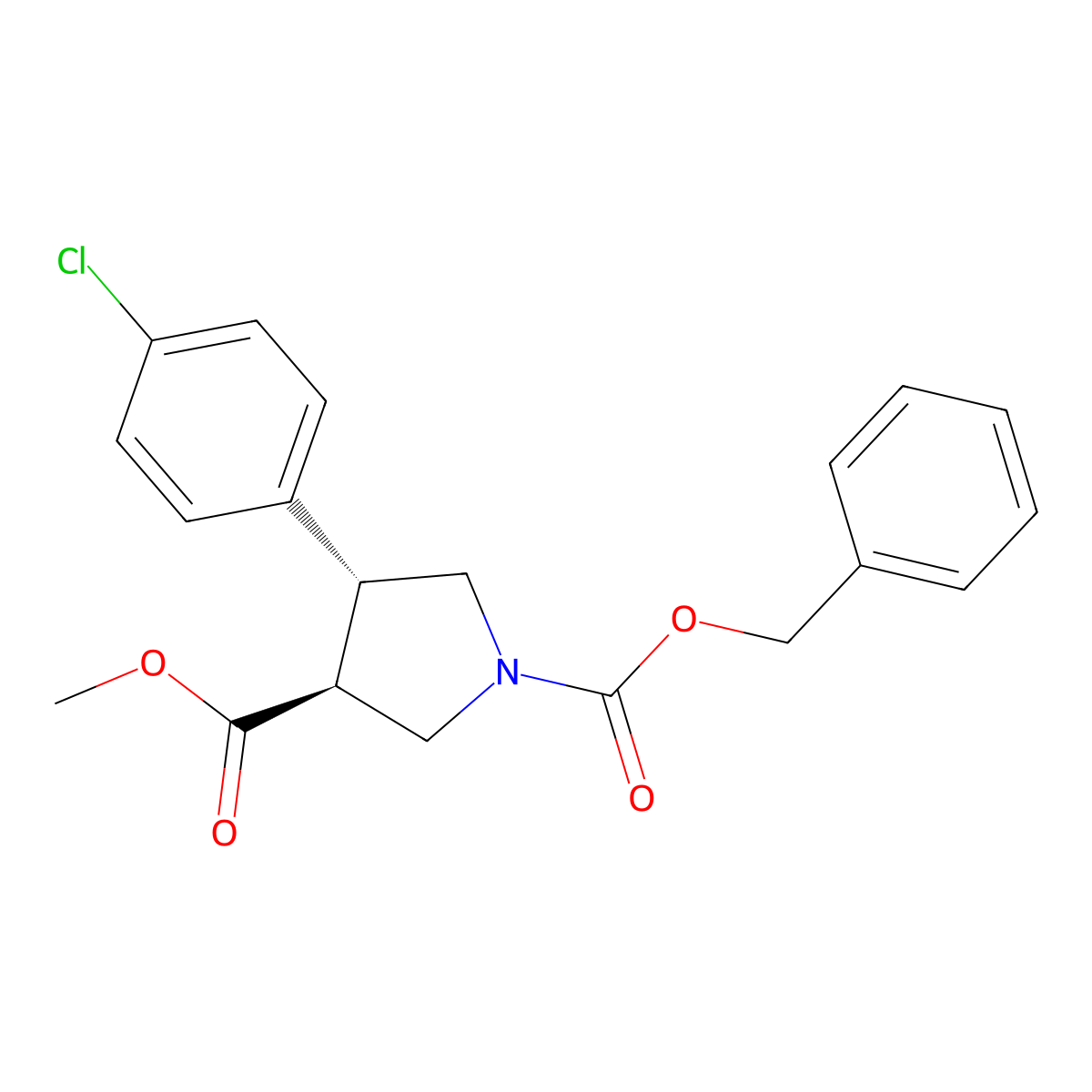 trans-1-Benzyl 3-methyl 4-(4-chlorophenyl)pyrrolidine-1,3-dicarboxylate molecular structure, CAS 2140264-30-6