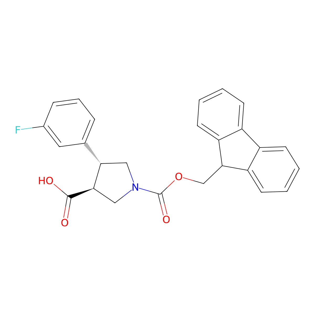 (3S,4R)-1-(((9H-fluoren-9-yl)methoxy)carbonyl)-4-(3-fluorophenyl)pyrrolidine-3-carboxylic acid molecular structure, CAS 2140264-46-4