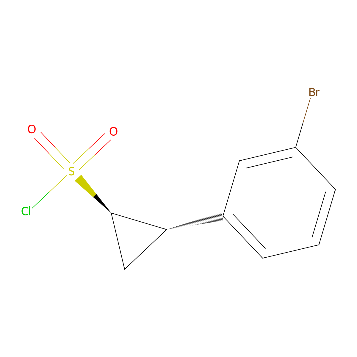 (1R,2S)-2-(3-Bromophenyl)cyclopropane-1-sulfonyl chloride molecular structure, CAS 2140264-54-4
