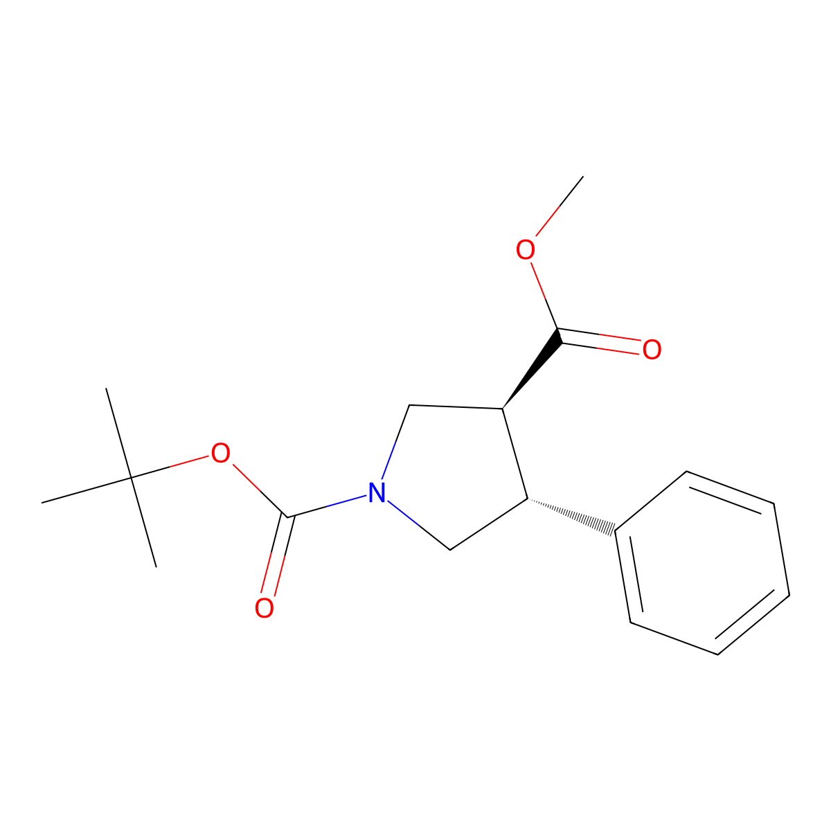 1-tert-Butyl 3-methyl (3S,4R)-4-phenylpyrrolidine-1,3-dicarboxylate molecular structure, CAS 2140264-81-7