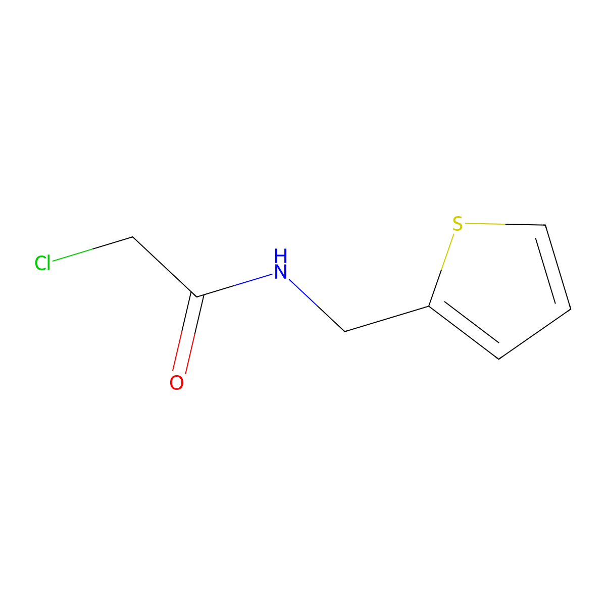 2-chloro-N-((thiophen-2-yl)methyl)acetamide molecular structure, CAS 21403-27-0