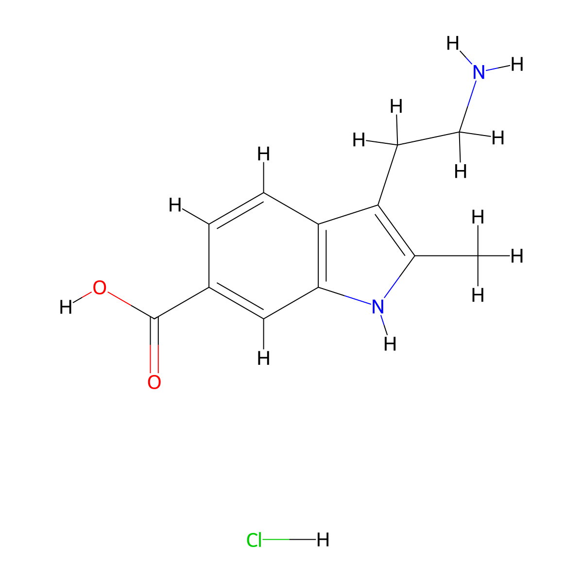 3-(2-Aminoethyl)-2-methyl-1H-indole-6-carboxylic acid HCl molecular structure, CAS 2140305-22-0