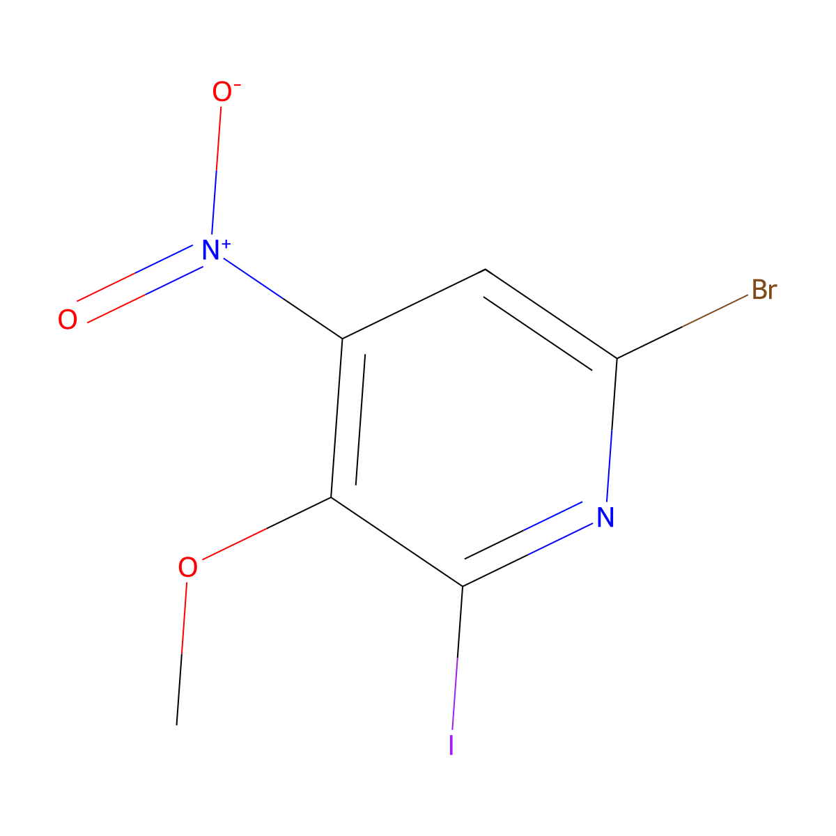 6-Bromo-2-iodo-3-methoxy-4-nitropyridine molecular structure, CAS 2140305-28-6