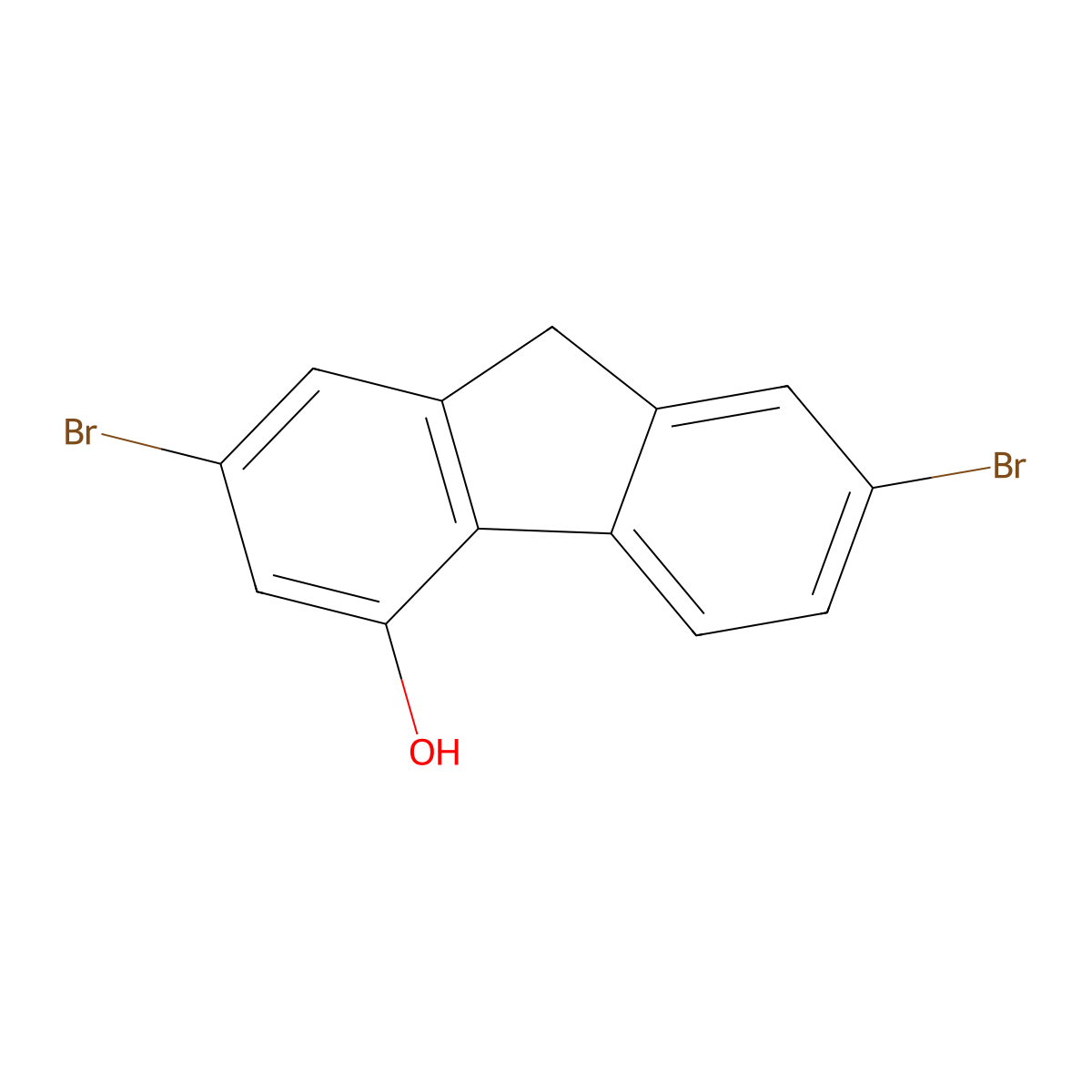 2,7-Dibromo-9H-fluoren-4-ol molecular structure, CAS 2140305-35-5