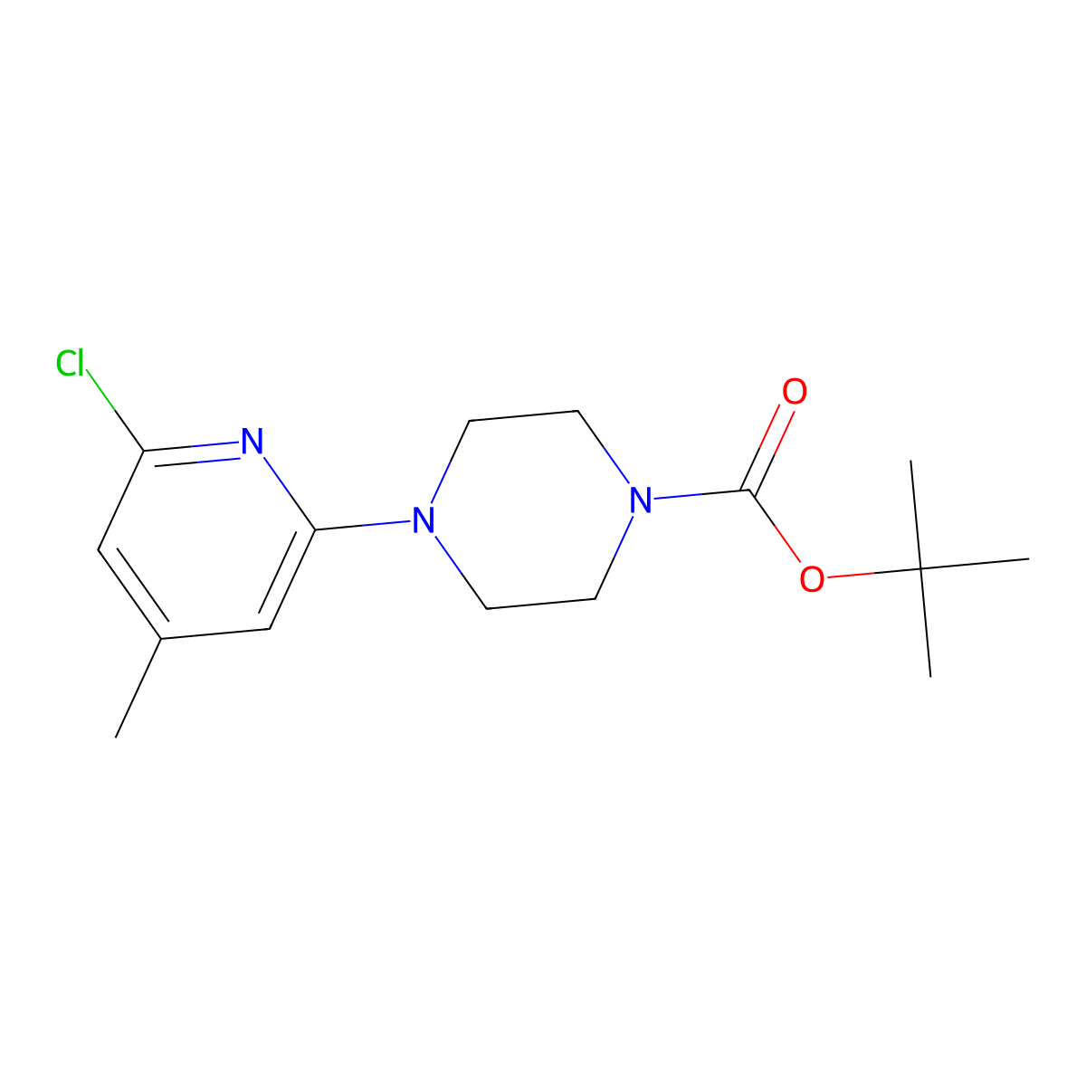 tert-Butyl 4-(6-chloro-4-methylpyridin-2-yl)piperazine-1-carboxylate molecular structure, CAS 2140305-50-4