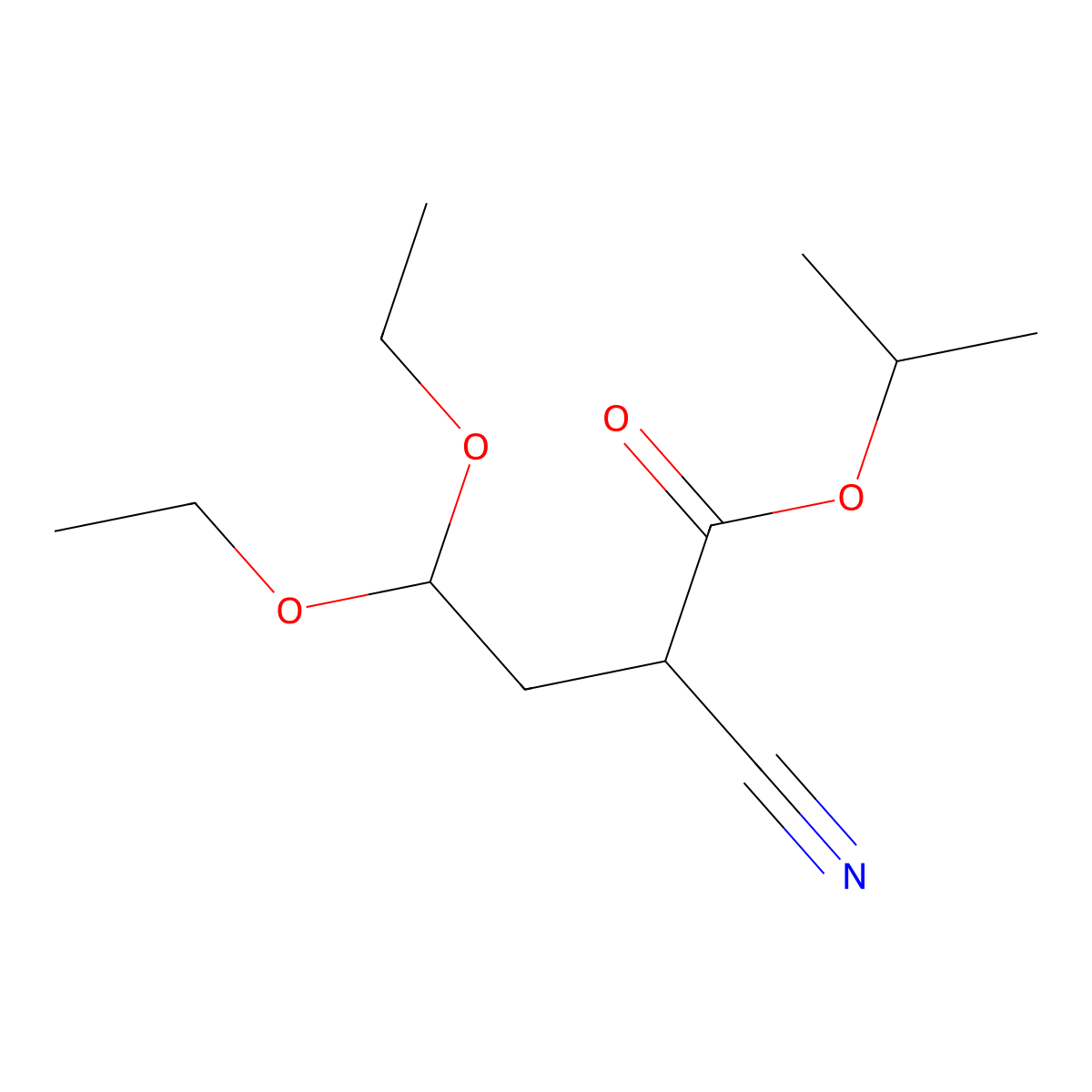 Isopropyl 2-cyano-4,4-diethoxybutanoate molecular structure, CAS 2140305-59-3