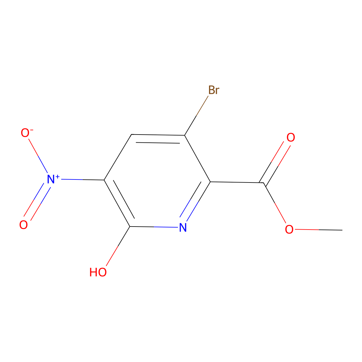 Methyl 3-bromo-6-hydroxy-5-nitropyridine-2-carboxylate molecular structure, CAS 2140305-71-9